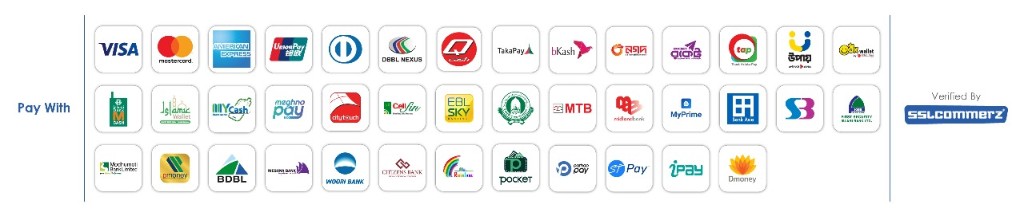 Pay with Visa, Mastercard, bKash, Nagad, Rocket and other payment methods — Verified by SSLCommerz