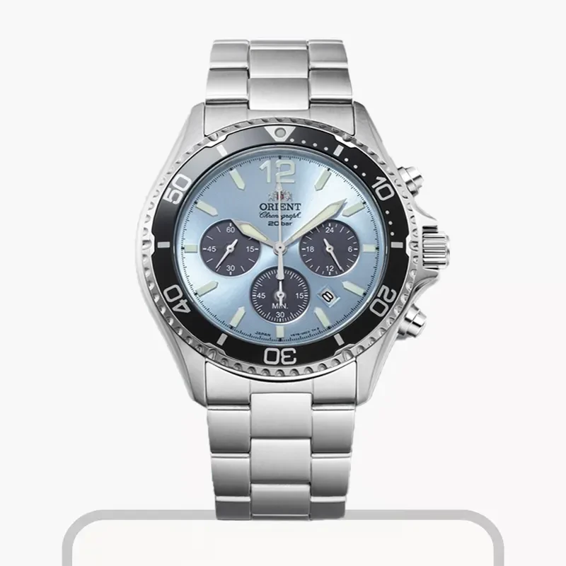 Orient Mako Solar Chrono Ice Blue Dial Men's Watch- RA-TX0206L