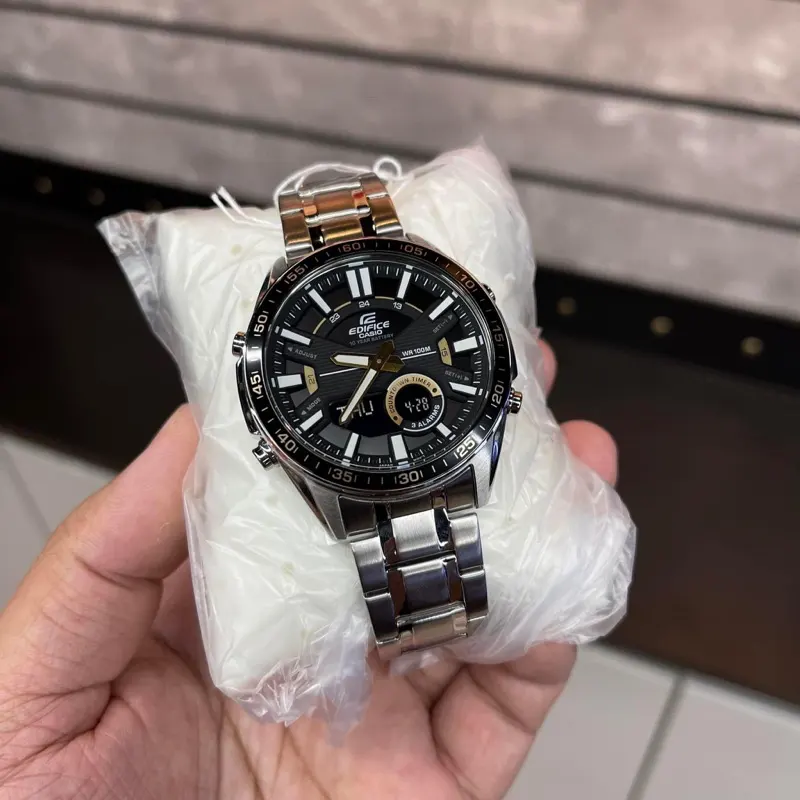 Casio Edifice Analog-Digital Black Dial Dual Time Men's Watch- EFV