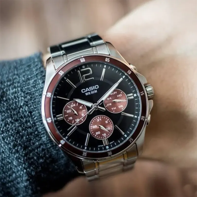 Casio Enticer Multifunction Black Dial Men's Watch- MTP-1374D