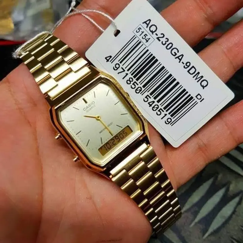 Casio Vintage Gold-tone Rectangular Watch- AQ-230GA-9DMQ | Watch Shop BD