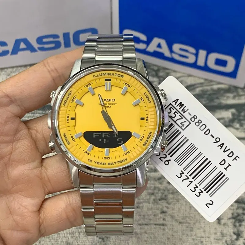 Casio Yellow Dial Sports Dual Time Men's Watch AMW-880D-9AV
