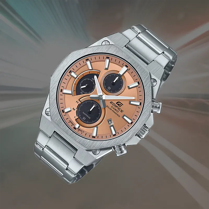 Casio EFS-S570D-5AUEF Orologio Unisex | Solare Cronografo | Cinturino Acciaio | Quadrante Oro