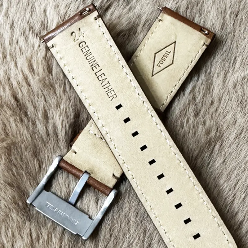 Fossil 24mm Brown Leather Strap – Classic Elegant Watch Band