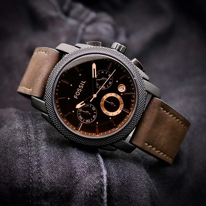 Leather Fossil Ticker Fs4656 Fossil Machine Chronograph Black