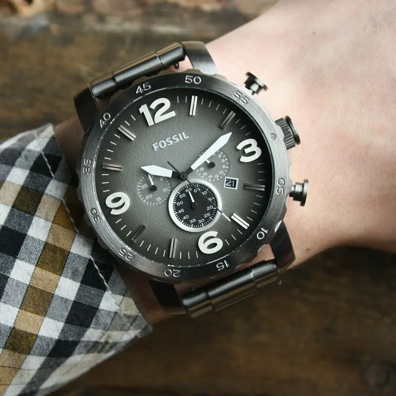 Fossil Nate Jr1437 Fossil Nate Men Quartz Grey Dial Chronograph