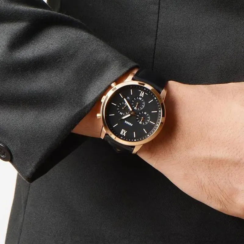 Fossil FS5381 - Orologio Uomo Cronografo Quarzo, Cinturino In Pelle Nera, Cassa 44mm, Impermeabile 5 ATM - 2