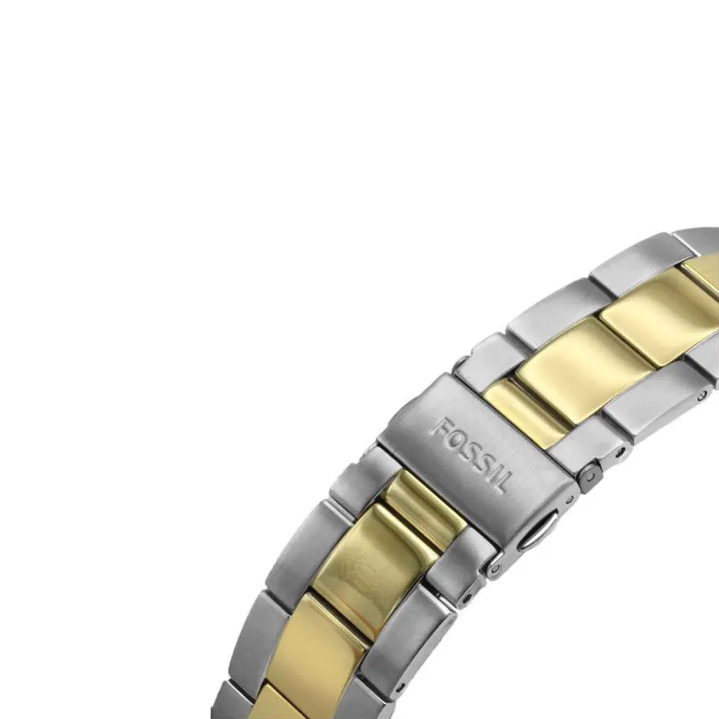Fossil Orologio Uomo FS5706 – Cronografo Bicolore Acciaio, Vetro Minerale, Movimento Al Quarzo, Cinturino 22 Mm, Impermeabile 5 ATM