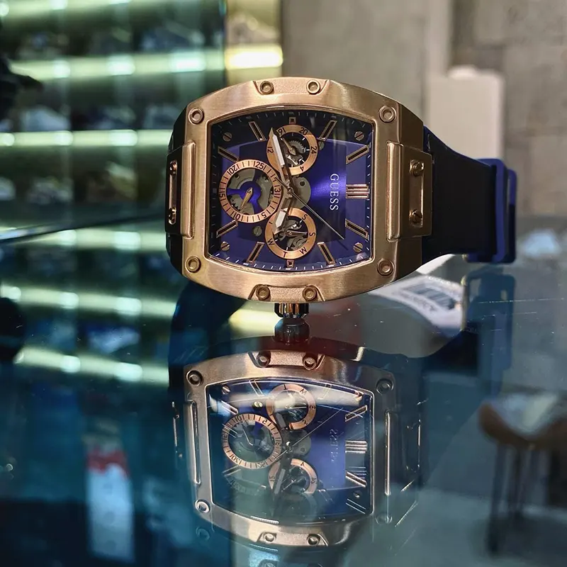 Guess Phoenix Multi-function Blue Dial Rose Gold-tone Men's Watch