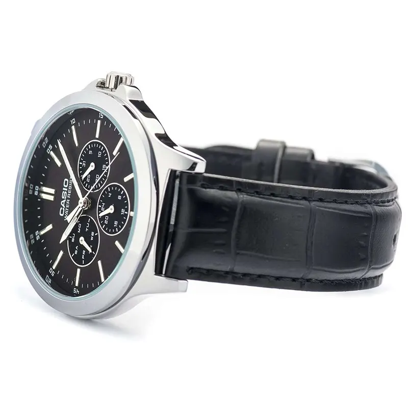 white christmas dresses CASIO ANALOGUE BLACK DIAL STAINLESS STEEL MEN'S WATCH