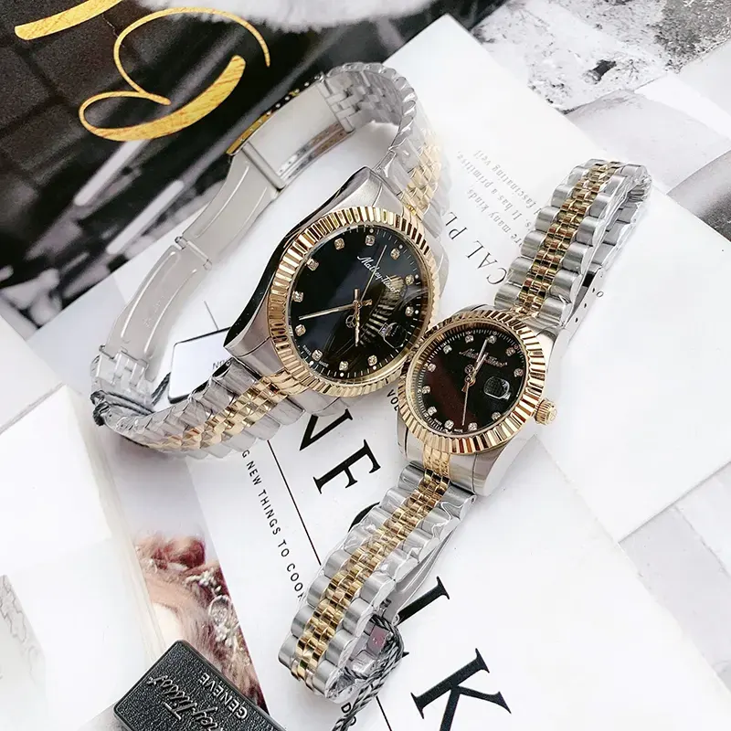 Mathey-Tissot Mathey III Black Dial Two-Tone Couple Watch