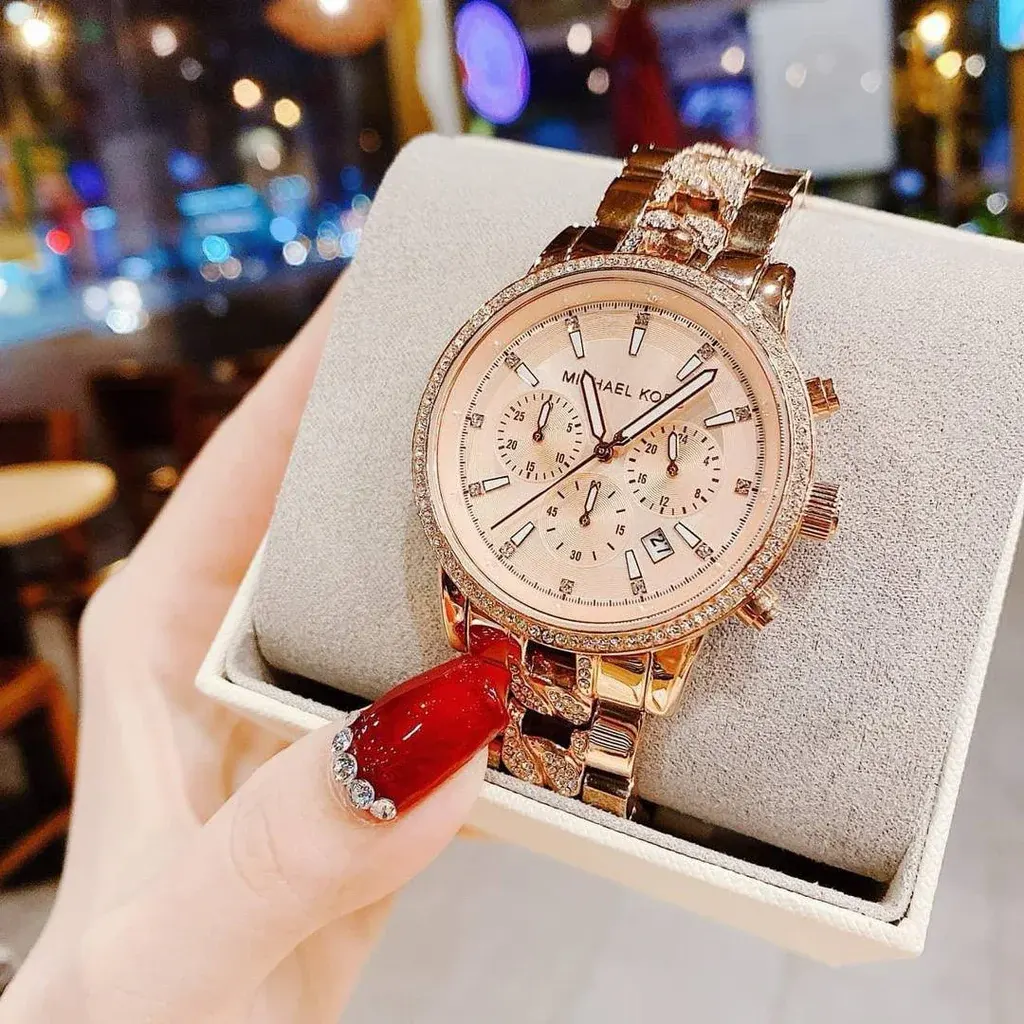 Michael Kors Ritz Chronograph Rose Gold-tone Ladies Watch- MK7223