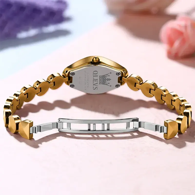 Olevs Tungsten Steel Gold Dial Ladies Watch- 7007 Watch Shop BD