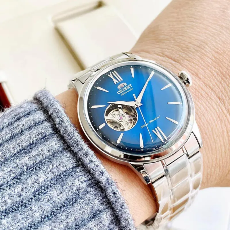 Wrist Orient Bambino Open Orient Bambino Open Heart Blue Dial