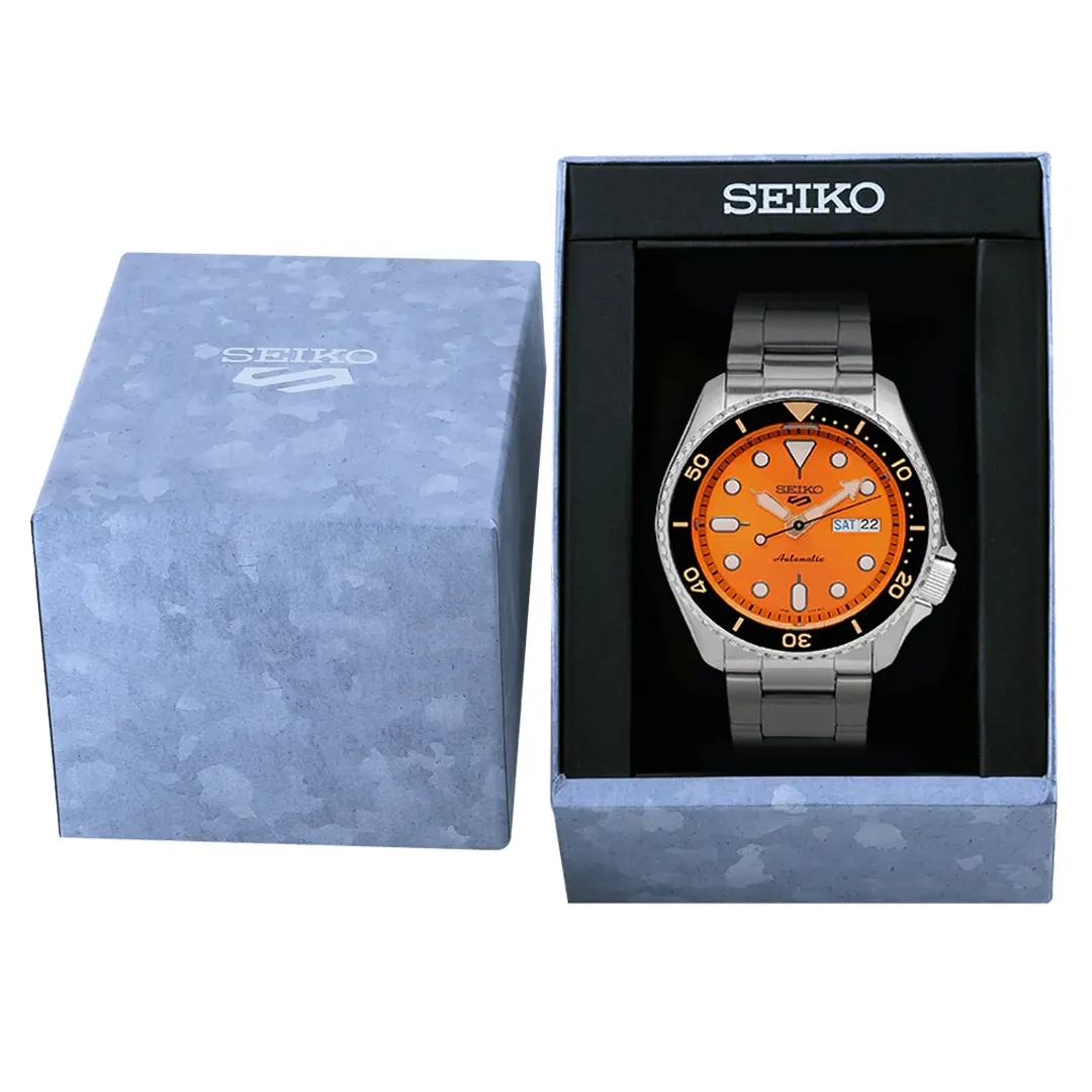 Seiko Sports Analogue Automatic Orange Dial Men's Watch