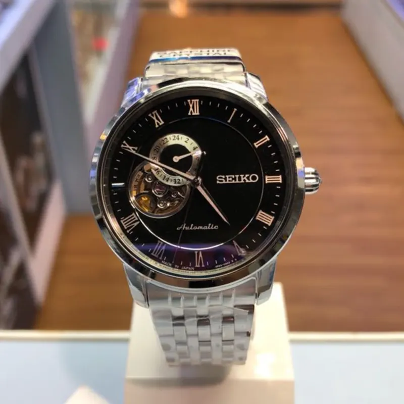 Seiko Presage Seiko Premier 4r39 Seiko Presage 4R39-01A0 Navy Silver Round Automatic Mens