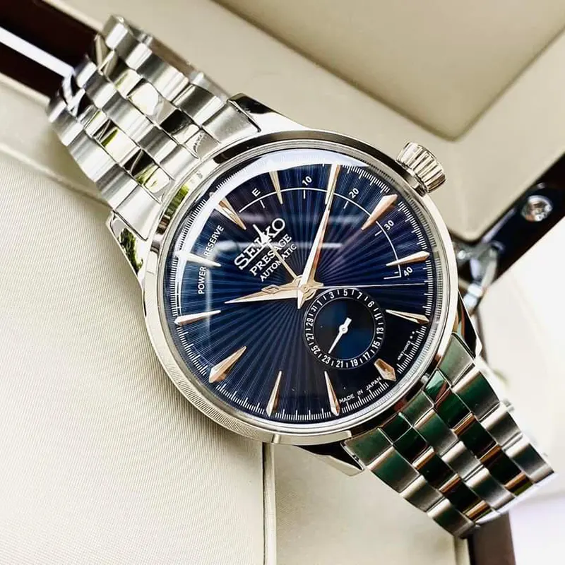 Seiko Presage Cocktail Time Blue Moon SSA347J1, Orologio Automatico Con Quadrante Blu E Riserva Di Carica, Vetro Hardlex Bombato - 3