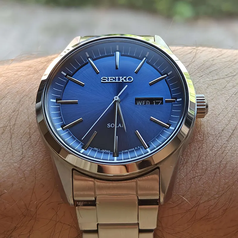 Blue Dial Seiko Sne 525 Seiko SNE525P1 Nam Kính Sapphire Solar
