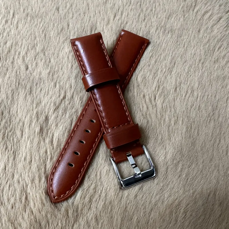 20mm Red Wine Genuine Leather Watch Strap – Durable Band