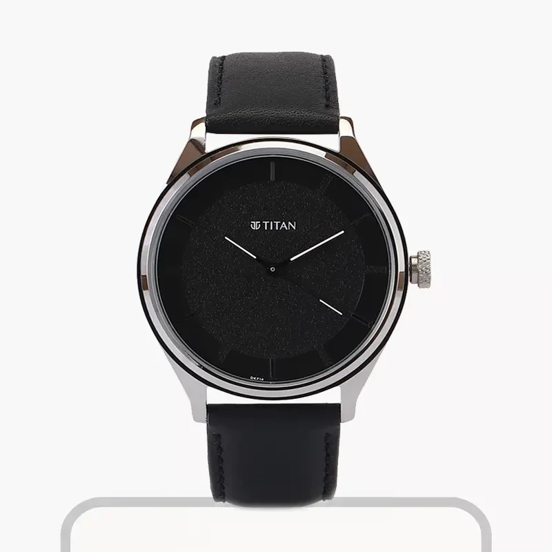 Titan Minimalist Zen Sleek Leather Strap Black Dial Men's Watch