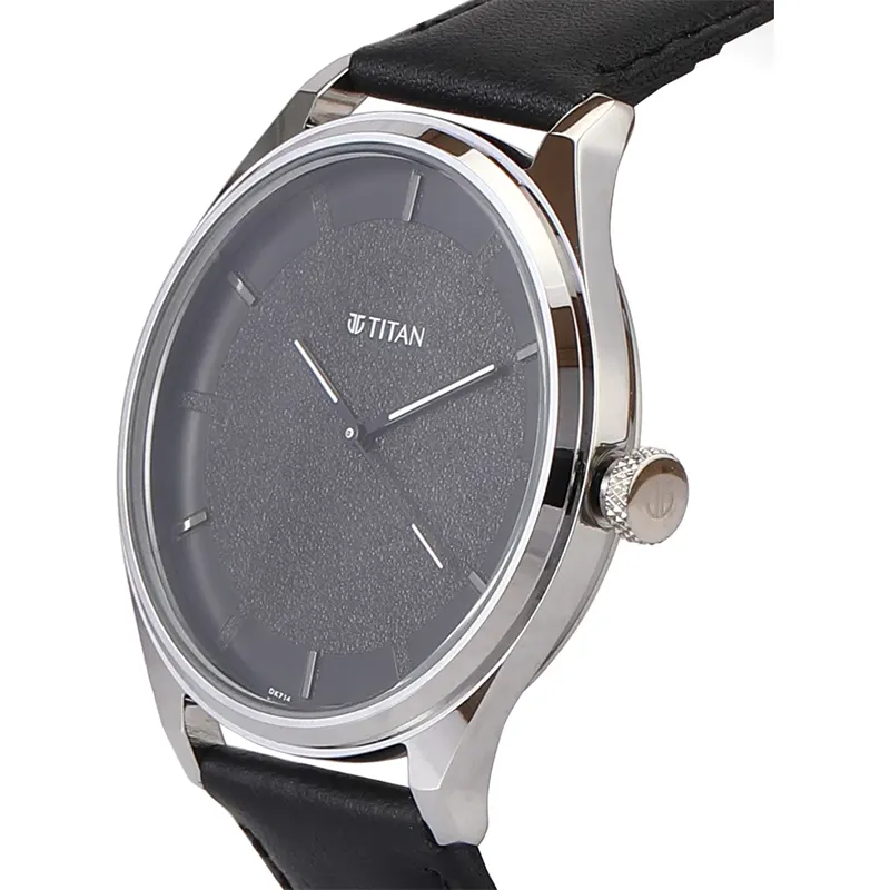 Titan Minimalist Zen Sleek Leather Strap Black Dial Men's Watch
