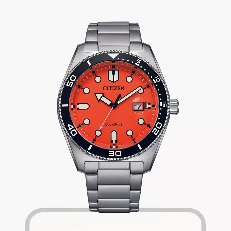 Citizen Eco-Drive Aqua-Matic Orange Dial Men's Watch- AW1760-81X