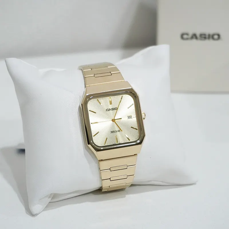 Casio Enticer Champagne Dial Gold-tone Men's Watch- MTP-B185G-9AV