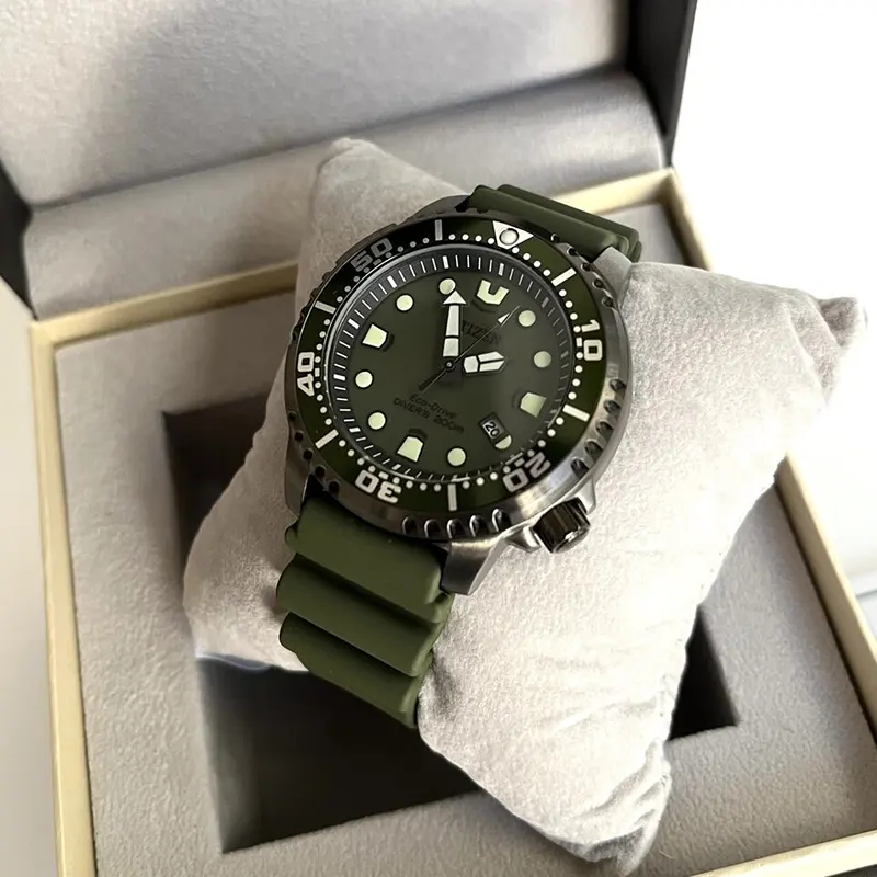 Bn0157 11x Citizen Promaster Eco Drive 200m Citizen Promaster Marine  Eco-Drive Green Men's Watch- BN0157-11X