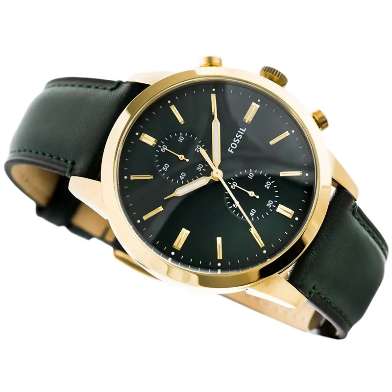 Fossil Townsman Chronograph Dark Green Leather Men's Watch- FS5599