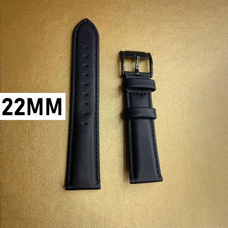 Fossil 22mm Black Leather Watch Strap Fossil 22mm Full Black On