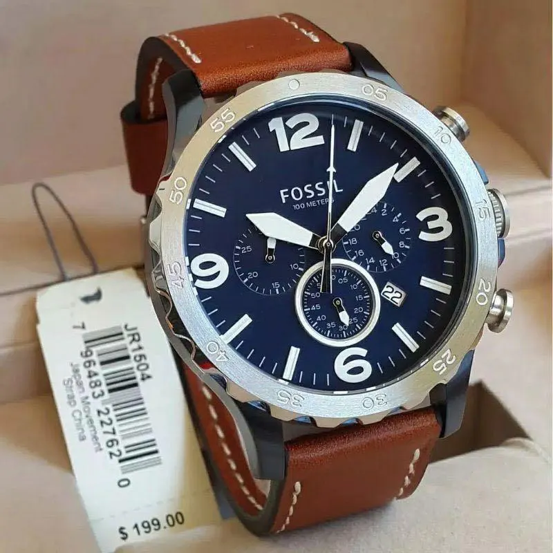 Fossil Nate Chronograph Quartz Navy Blue Dial Men's Watch- JR1504