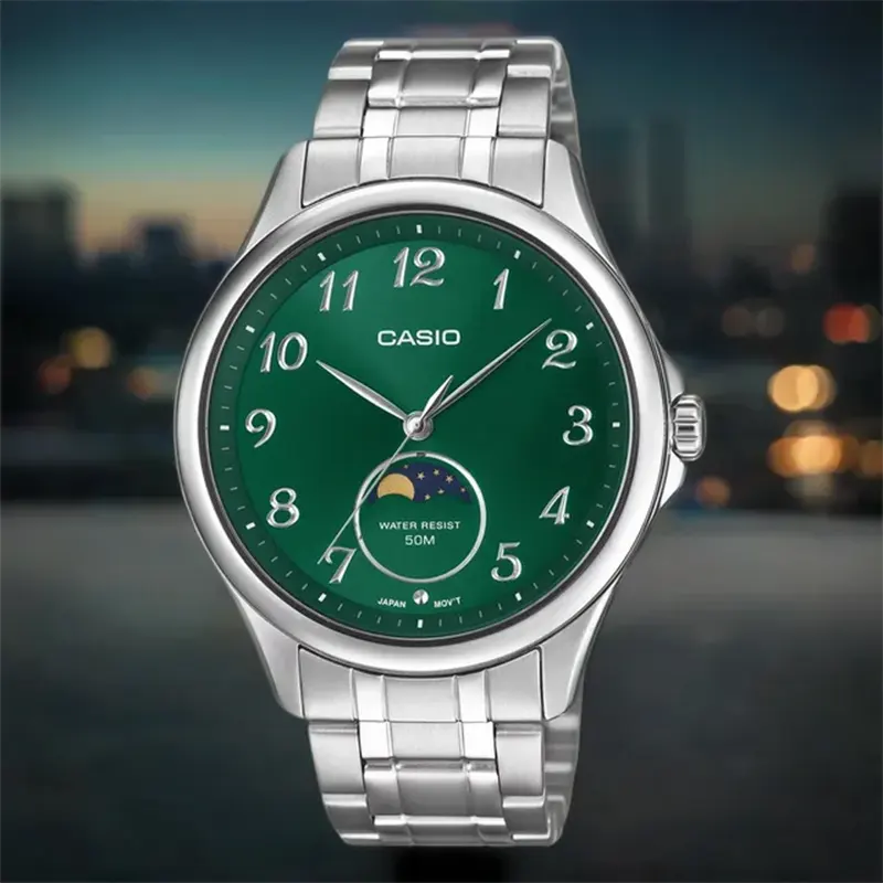 Casio Enticer Uomo MTP-VD01D-3E1VUDF - Orologio Analogico Con Quadrante Blu Turchese, Cinturino In Acciaio, Impermeabile 50m