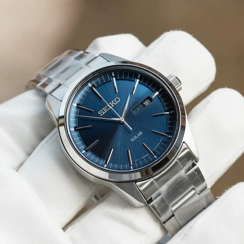 Seiko Solar Quartz Conceptual Blue Dial Men's Watch- SNE525P1