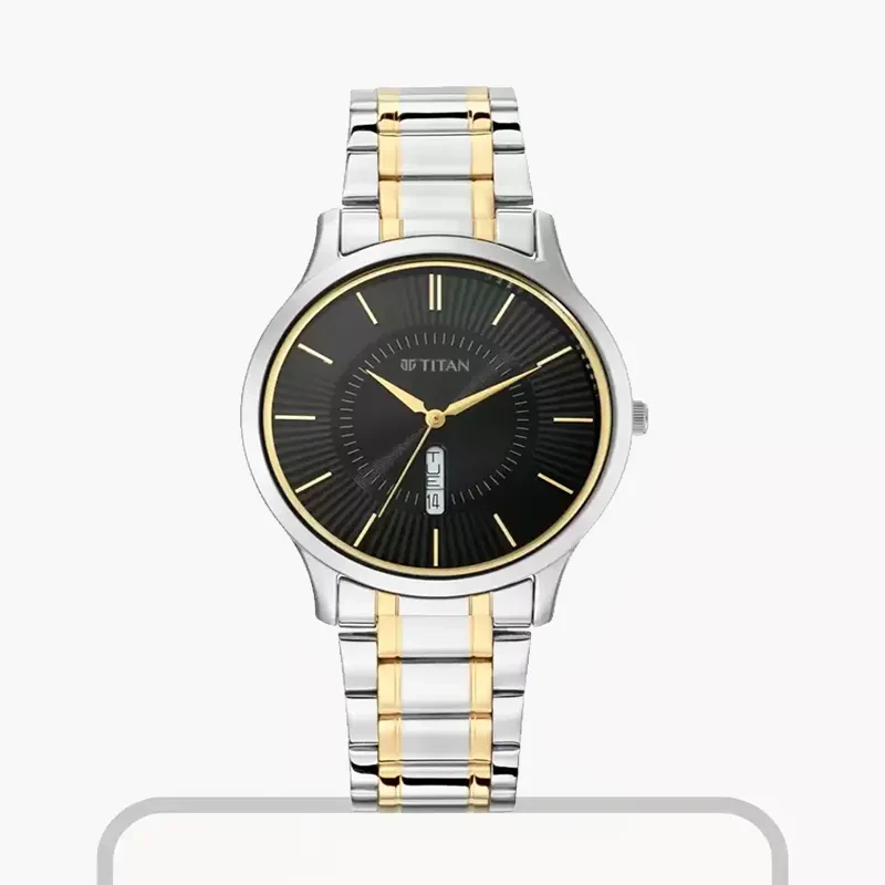 Titan Lagan Black Dial Two-tone Men's Watch 1845BM01 Watch Shop BD