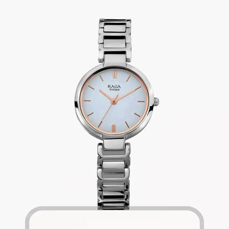 Stainless Steel Titan Ladies Watch New Model Titan Raga Viva White