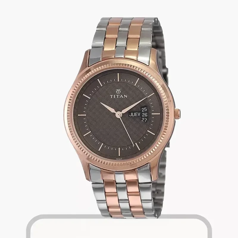 Titan Karishma Brown Dial Two-tone Men's Watch- 1824KM01 Watch