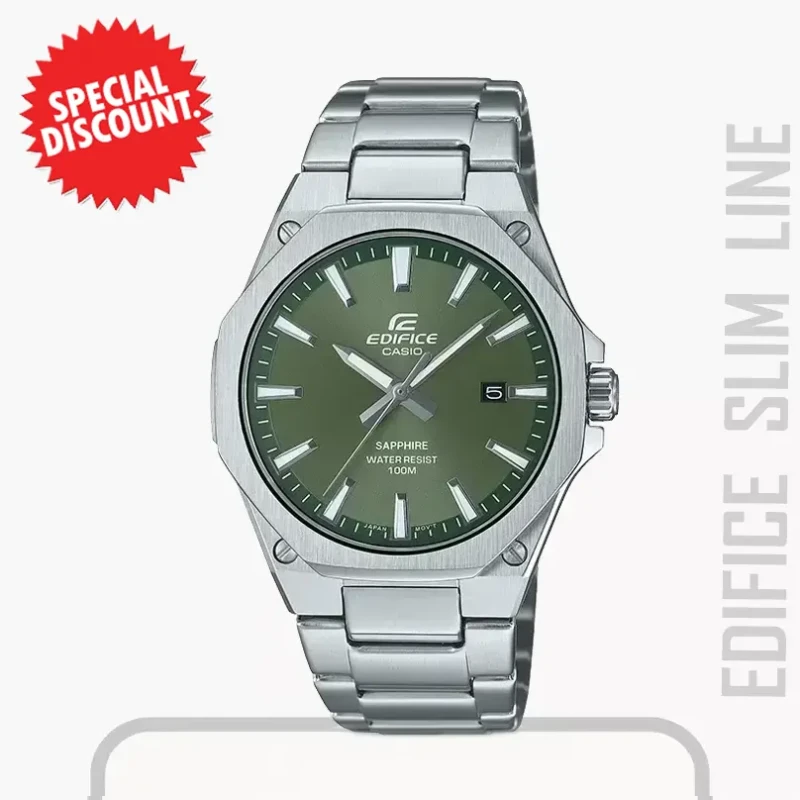 Casio Edifice Men's Watch Slim Line Green Dial | EFR-S108D-3AV