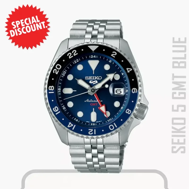 Seiko 5 Sports GMT Automatic Blue Dial Men’s Watch- SSK003K1