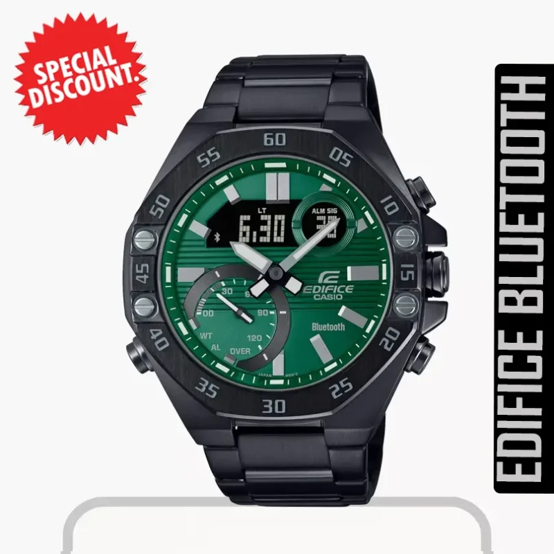 Casio Edifice Smartphone Link Bluetooth Green Dial  Men’s Watch- ECB-10DC-3A