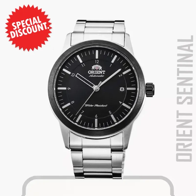 Orient Sentinel Black Dial Stainless Steel Watch For Men's- FAC05001B0