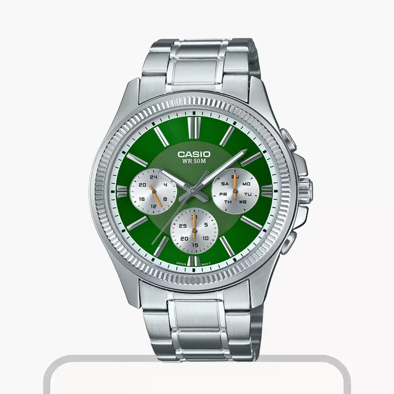 Casio MTP-VD01D-4BVUDF Orologio Uomo - Rosso, Bracciale Acciaio, Quarz, Datario, 50m Impermeabile