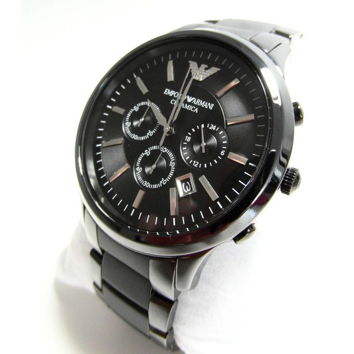 Emporio Armani Ceramica Chronograph Black Dial Black Band Men's Wristwatch  | AR1451 – WatchshopBD