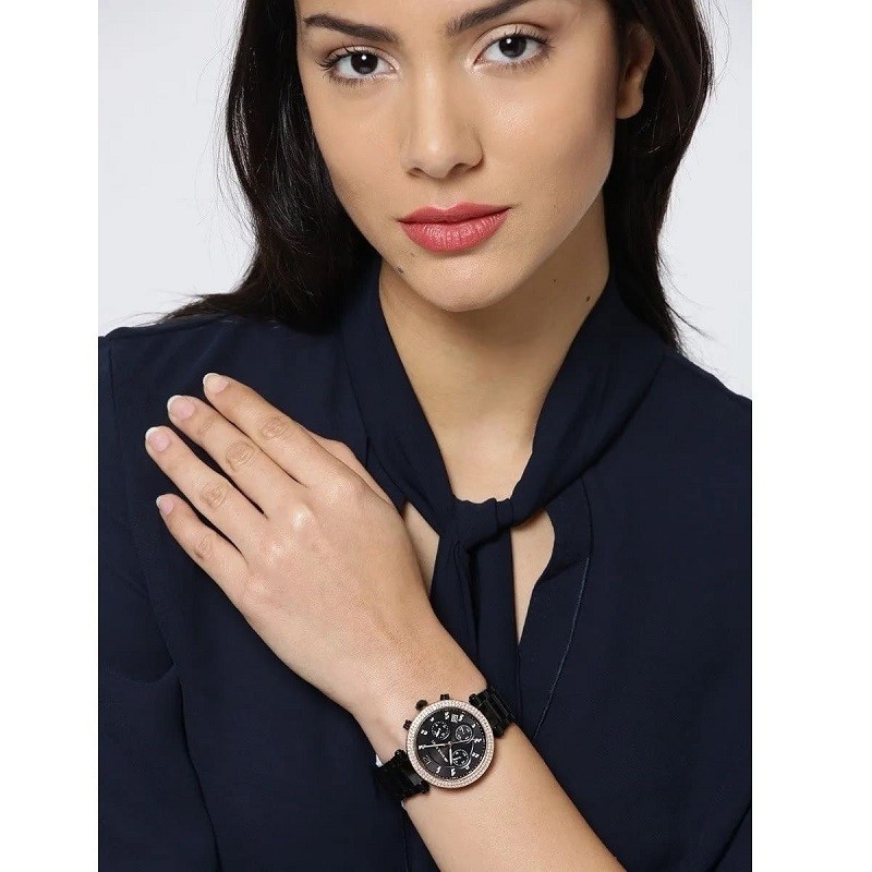 Michael Kors Womens Quartz Stainless Steel Black Dial 38mm Watch MK66