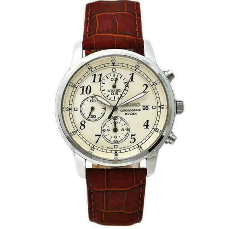 SEIKO Men's Classic Stainless Steel Chronograph Watch with Brown Leather  Band | SNDC31P1 – WatchshopBD